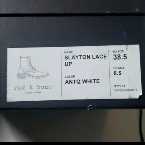 Rag & Bone Slayton Combat Leather Boot Antique White New in box with dustbag - Picture 8 of 10